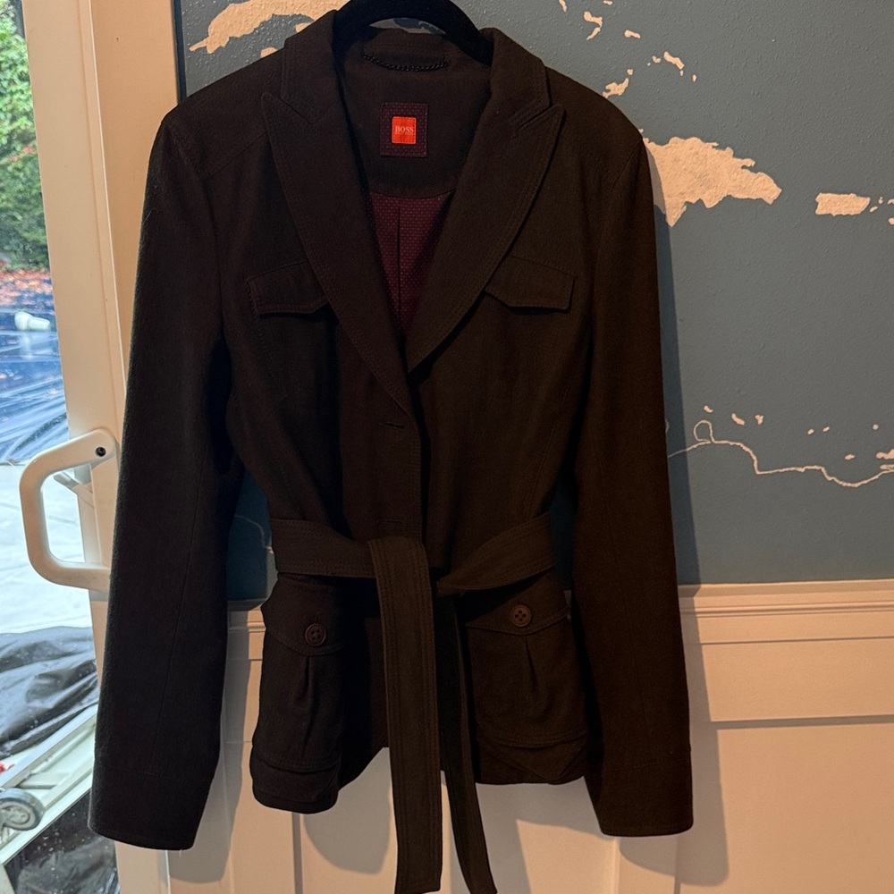 Hugo Boss Dark Brown Belted Utility Jacket